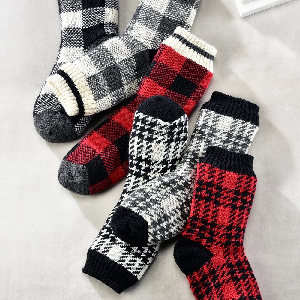 Charlie Paige Womens Plaid Sherpa Socks